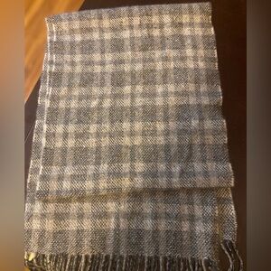Johnstons of Elgin 100% Cashmere Gray Plaid Stole Scarf from Bergdorf's, NWT